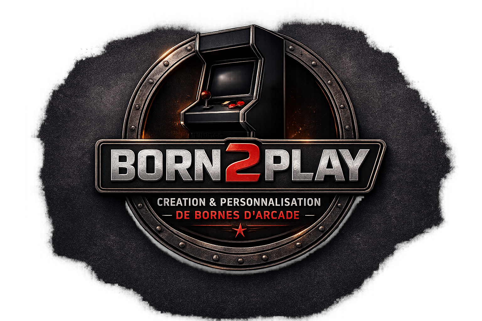 Logo Born2Play — Création et location de bornes d'arcade en Normandie